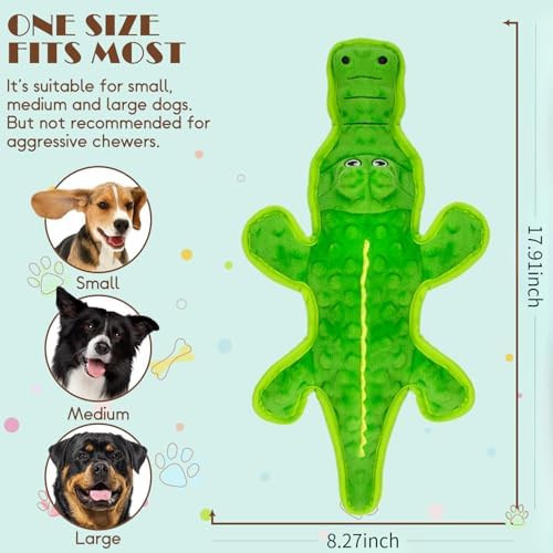 No Stuffing Dog Squeak Toys, Chew Toys for Small, Large Puppies Crocodile - Image 4