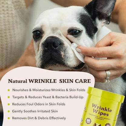 Natural Dog Company Wrinle Balm Bundle, (1) Dog Wrinkle Wipes, 50 Count (1) Travel Balm Stick, Dog Lotion for Dry Itchy Skin, Cleans Wrinkles, Plant Based, Dog Face Wipes - Image 5