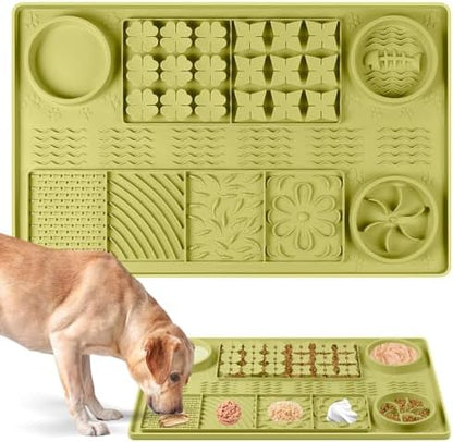 Silicone Lick Mat for Dogs 32"x 20" Large Slow Feeder Mat, Green by Bartuke
