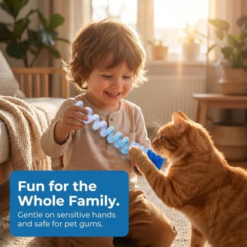 Glaciart One Felt Spring Cat Toy – 3 Pcs Soft Fuzzy Enrichment 100% Natural Wool - Interactive Stretchable Play Cat Toy Set - Safe for Pets, Non-AZO Colored Dyes - 30” Long - Image 3
