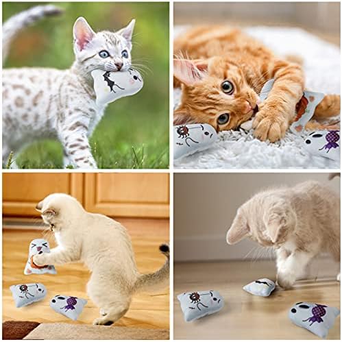 Catnip Toys Interactive Cat 5PCS Cats Chew Plush Ghost Toys & Pet Stuffed Nip Pillow & Kitten Best Kicker Toy Cute and Soft Teething Supplies for Moving Kitty Indoor - Image 4