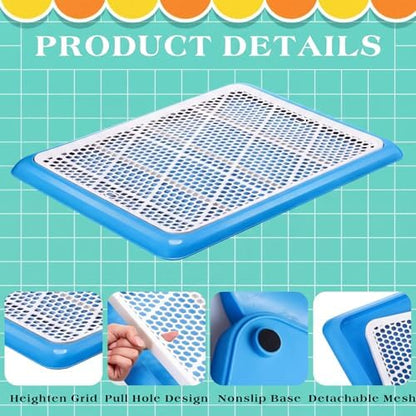 Mifoci 2 Pcs Dog Potty Tray, Mesh Puppy Training Pad, 19.7 x 14.2 Inch, Blue - Image 4