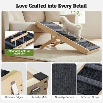 Upgraded Dog Ramp for Couch, Foldable Wooden Pet Ramp, Portable Pet Steps - Image 5