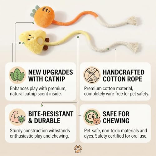 Kingtree Cat Chew Rope Toys, 2PCS Cotton Chew Ropes for Cats Teeth Cleaning - Image 6