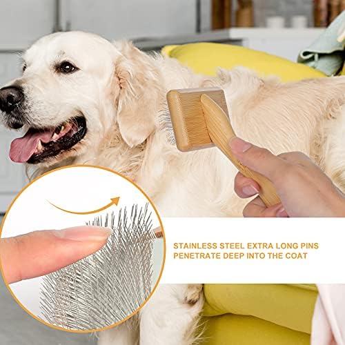 Muse&Iris Dog & Cat brush, Pet Slicker Brush with Bamboo Handle for Large Medium & Short Hair Elegant Grooming Comb for Removing Shedding, Tangles and Dirt - Image 2