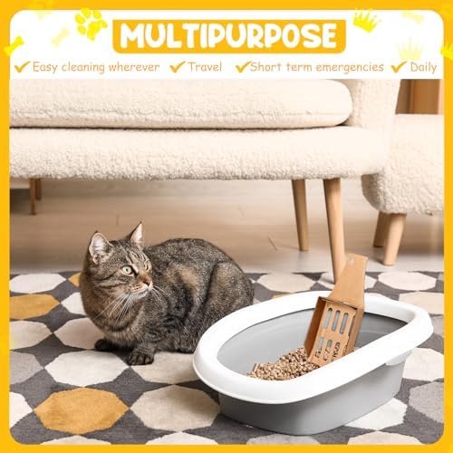 Watersay 30 Pcs Disposable Cat Litter Scoops 8.3x3.3 Inch Portable Kitty Litter Scooper with Holder Shovel Cardboard Plastic Free Litter Scoop with Holes for Travel Cat Litter Box - Image 6