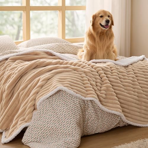 Bedsure ComfyFleece™ Waterproof Blanket for Bed, Twin（60"x80"） Tuscan Beige by BEDSURE