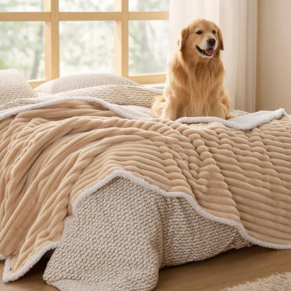 Bedsure ComfyFleece™ Waterproof Blanket for Bed, Twin（60"x80"） Tuscan Beige by BEDSURE