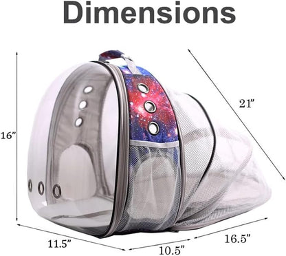 Galaxy Blue Cat Bubble Backpack, Back Extension Space Capsule Astronaut Clear Window Fit up to 12 Pounds Cat, Vet Transport Carry Bookbag, Airline Approved - Image 2