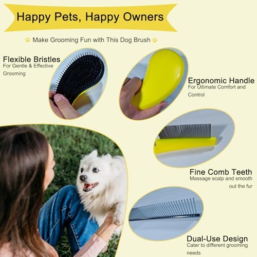 3 PCS Puppy Brush Grooming Kit (Yellow) - Image 3