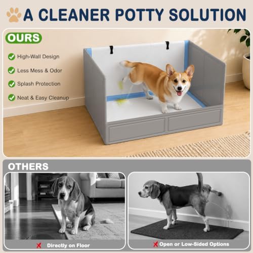 BoYata Dog Litter Box with High Walls, Foldable Dog Pee Pad Holder Indoor - Image 2