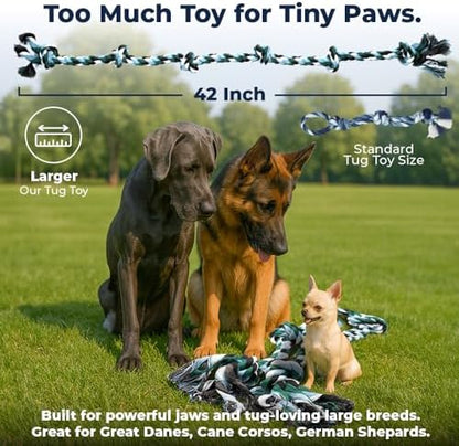 Pacific Pups Products Giant Dog Rope Toy for XL Dog, 42 Inch, Green, 2 Pack - Image 5