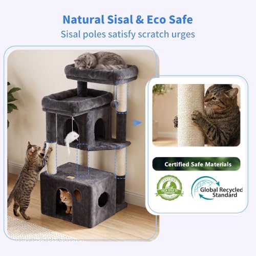 Heybly 34.6" Cat Tree Anti-Tipping Floor Cat Condo for Kittens,HCT205SG - Image 4