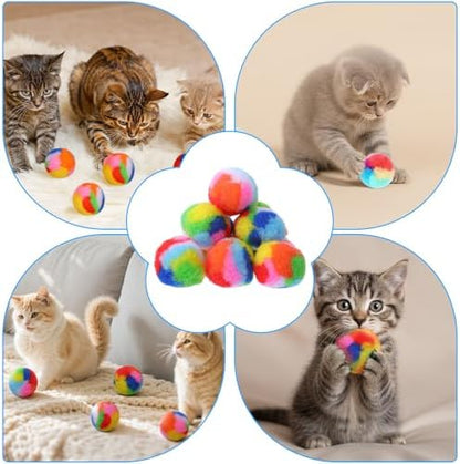 40 Pcs Soft Plush Cat Ball 1.7Inch Rainbow Pom Pom Cat Toy Balls Fuzzy Kitty Chase Yarn Puffs for Pet Interactive Playing Exercising Training Assorted Color Lightweight - Image 7