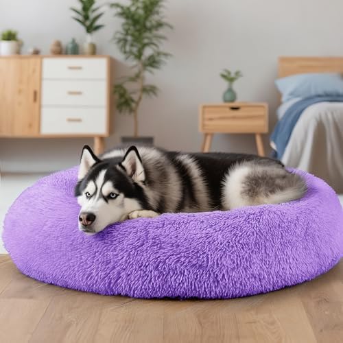 Extra Large Dog Beds, 36in Human Dog Anxiety Relief Comfort Bed (Purple) - Image 5
