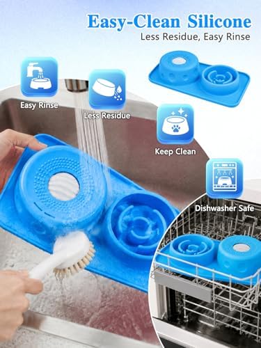 2-in-1 Slow Feeder Dog Lick Bowl with Rolling Ball, Thick Silicone Dog Bowl - Image 6