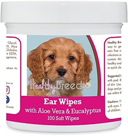 Healthy Breeds Cavapoo Ear Cleaning Wipes with Aloe & Eucalyptus for Dogs 100 Count by HealthyBreeds