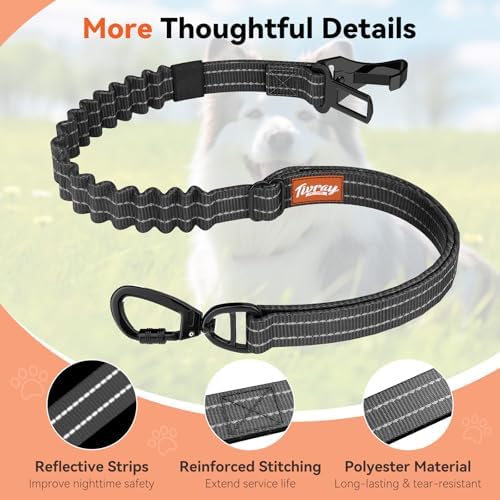 2Pcs Dog Seat Belt, Dog Car Seat Belt Bungee for Pet, Gray & Black - Image 6