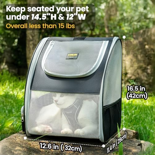 Conlun Cat Backpack Carrier for Small Dogs and Cats Fit Up to 15 Lbs,Small Dog Backpack, Foldable with 3-Side Mesh Windows, Pet Carrier for Travel & Hiking Friendly，Gray - Image 2