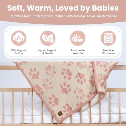 Baby & Pet Blanket, Cotton Sherpa, Pink Beige, 30x40 in - Image 2