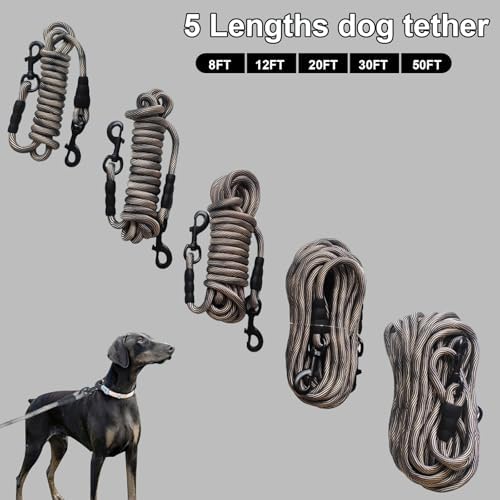 BTINESFUL Dog Tie Out Long Tether 8/12/20/30/50/75ft Rope Dog Lead for Yard - Image 6