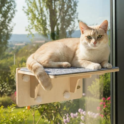 Pecute 2-in-1 Cat Window Perch & Wall Shelves, Cat Hammock Window 16"x10" by pecute