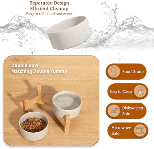 Elevated Ceramic Dog Bowl, 3.6 Cups Dog Food and Water Bowl Set with Stand - Image 5