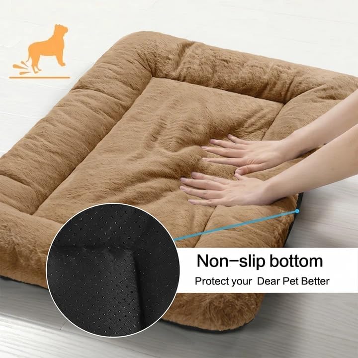 Dog Crate Pad Washable Dog Bed for Crate Large Cozy Mat 48-Inch Camel - Image 6
