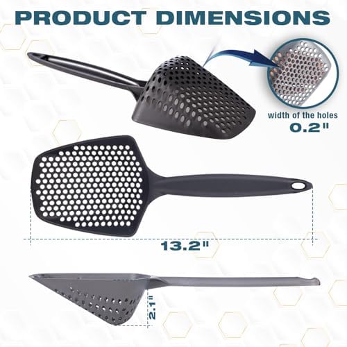 Set of 2 Cat Litter Scoop with Small Holes, Deep Sifting Shovel for Fine Litter, Reptile Terrarium Sand & Rabbit Pooper Lifter, Hanging Handle Poop Scooper (Gray, Set of 2) - Image 4