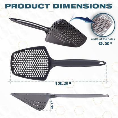 Set of 2 Cat Litter Scoop with Small Holes, Deep Sifting Shovel for Fine Litter, Reptile Terrarium Sand & Rabbit Pooper Lifter, Hanging Handle Poop Scooper (Gray, Set of 2) - Image 4