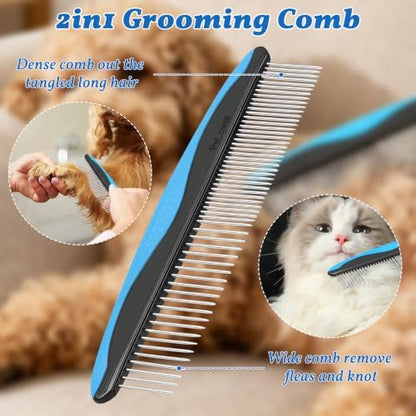 Dog Brush for Shedding - Undercoat Rake for Dogs Deshedding Brush Double-Sided Dematting Comb Pet Pro Grooming Tool Removes Knots Mats Tangled Hair - Image 3