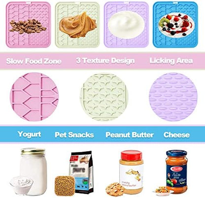 Lick Mat for Dogs and Cats，Cat Licking Pad with Suction Cups for Dog Anxiety Relief，Dog Peanut Butter Lick Pads for Dogs Perfect for Bathing Grooming,Slow Feeders for Dogs and Cats,4Pack - Image 2