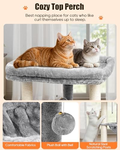 SYANDLVY Small Cat Tree for Indoor Cats with Top Perch Hammock & Bottom Bed - Image 4