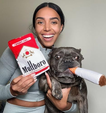 Nestpark Muttboro Doggy Cigs Funny Dog Toys - Parody Plush Squeaky Crinkle Interactive Dog Toy - Hide and Seek Treat Hiding Burrow Puzzle Toy for Stimulating Enrichment Activity - Image 2