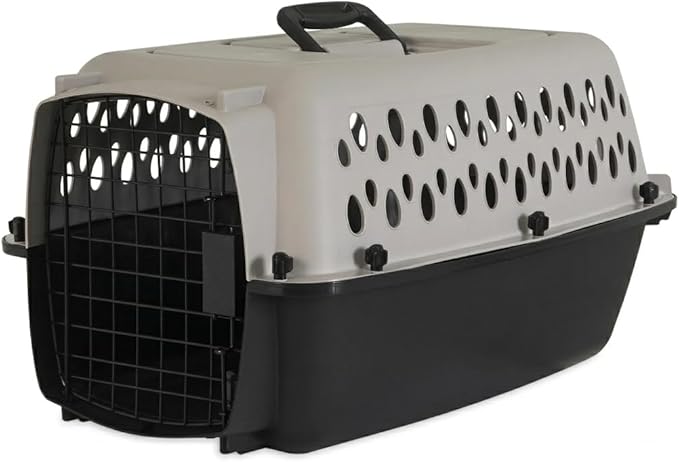 Hard-Sided Pet Travel Carrier for Small Dogs and Cats, 23-Inch Portable Plastic Kennel with Steel Wire Door, Secure Latch, and 360-Degree Ventilation for Vet Visits and Training