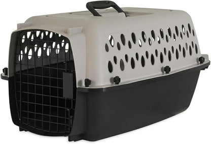 Hard-Sided Pet Travel Carrier for Small Dogs and Cats, 23-Inch Portable Plastic Kennel with Steel Wire Door, Secure Latch, and 360-Degree Ventilation for Vet Visits and Training