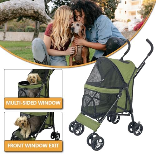 Elegant Umbrella-Shaped Doggy Stroller for Small Dogs, Small Pet Stroller for Medium Dogs, Ideal for 20 Lbs Medium Dogs & Small Dogs (Green) - Image 6