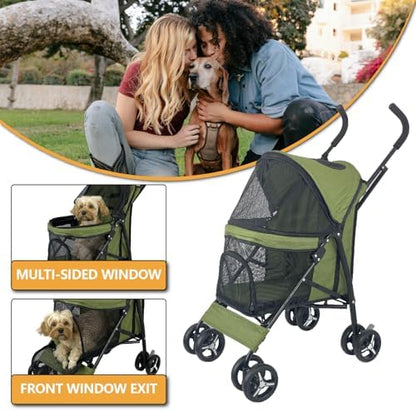 Elegant Umbrella-Shaped Doggy Stroller for Small Dogs, Small Pet Stroller for Medium Dogs, Ideal for 20 Lbs Medium Dogs & Small Dogs (Green) - Image 6