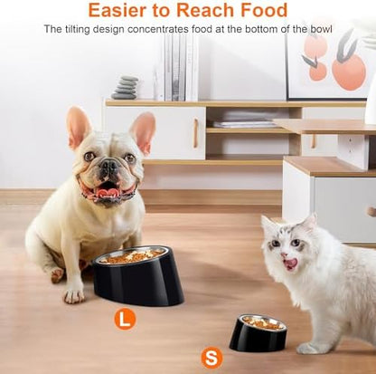 Tilted Dog Bowl Non-Slip & Non-Spill Pet Feeder with Elevated Detachable Melamine Stand, Easy to Get Food Dog Dish, M/180ml Black - Image 5
