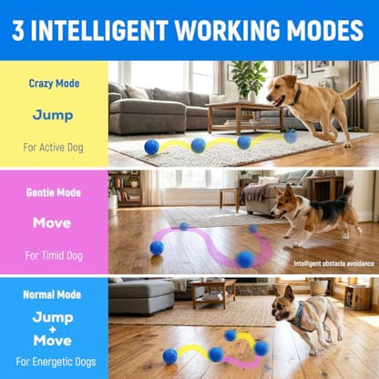 Interactive Dog Ball Toys - Automatic Moving, Bouncing Chew Toys, Wicked Balls with 3 Modes, E-TPU Vibrating Dog Ball for Small/Medium/Large Dogs, Birthday Gifts for Dogs(Blue) - Image 3