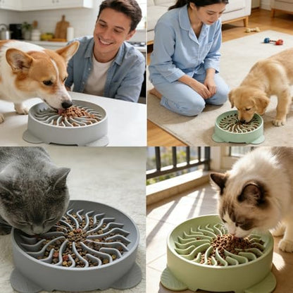 Nalchios Silicone Slow Feeder Dog Bowl, Anti-Choking Slow Eating Pet Bowl for Dogs Cats, Non-Slip, BPA-Free, Easy to Clean, Interactive Feeding for Puppies Kittens Small Medium Large Breeds (Green) - Image 7