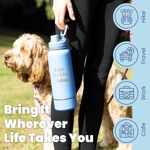 Rubyloo Dog Water Bottle w/Detachable Bowl for Dog Lovers, Life is Better - Image 3