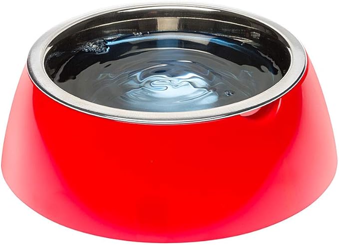 Ferplast Jolie Dog Bowl Cat Bowl - Stainless Steel Water & Food Dog Bowls with Plastic Holder, Non-Slip, Medium (0.9 L), Red