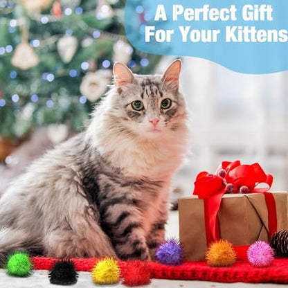 Poen 300 Pieces Cat Toy Pom Pom Balls for Cats, Tinsel - Image 6