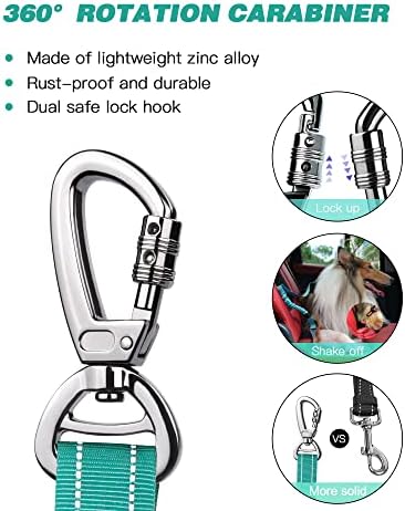 AUBELL Dog Seat Belt for Car,Updated 3-in-1 Bungee Dog Car Harness,Teal - Image 4