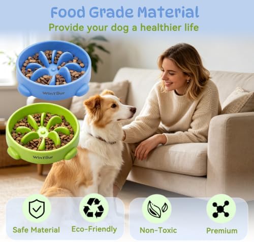 WinTour 2 Pack Slow Feeder Dog Bowls, BPA Free, Medium & Small Dog Bowls - Image 5