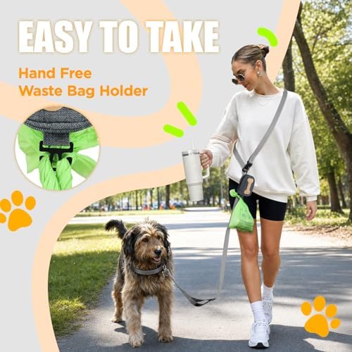Dog Poop Bag Holder for All Leashes,Hand Free Doggie Waste Bag Dispenser-hook & loop/Carabiner,Dog Poop Bag Dispenser for Leash,Wide Opening,Leash Attachment for Dogs Walking,Poop Bags EXCLUDED,Gray - Image 2