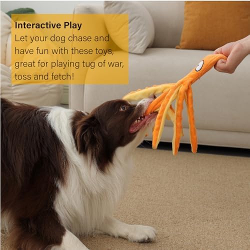 CPYOSN 2 Pack Octopus Dog Toys, No Stuffing Squeaky Crinkle Plush Chew Toys - Image 5