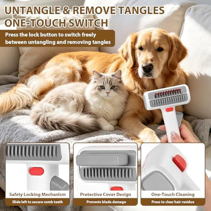 Deshedding Brush for Cats - 2-in-1 Pet Dematting Comb & Undercoat Rake - Image 6