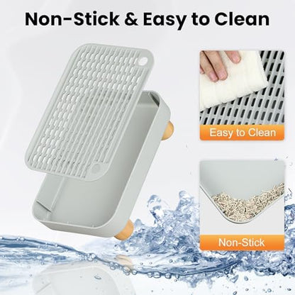 Litter Box Step, Litter Box Ramp/Catcher with Wooden Base, Anti-Tracking & Easy to Clean, Ideal for Small & Elderly Cats 11.8"x7.9"x3.6" (Gray) - Image 6